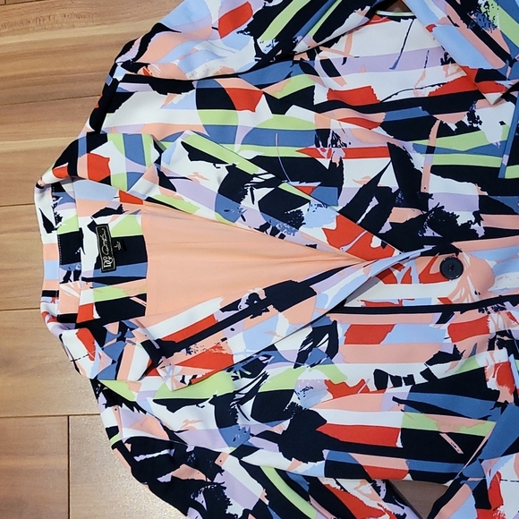 Nwt DIANE GILMAN printed stretch crepe blazer - Picture 4 of 5